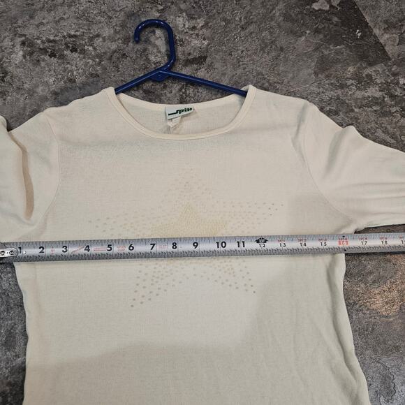 Y2K Spit Cream Long Sleeve Star Top Vintage 2000s Star Graphic Minimal Aesthetic - Picture 6 of 8